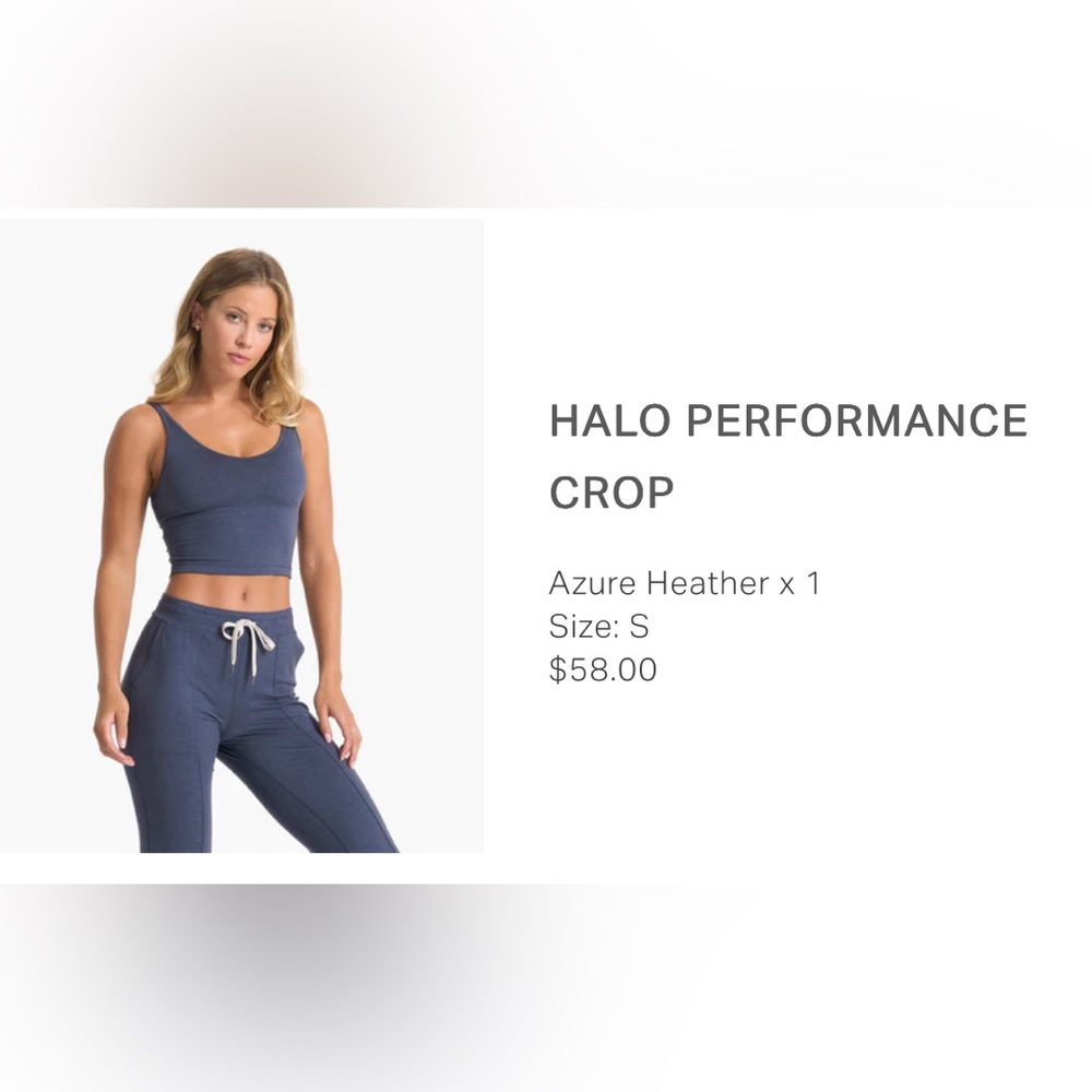 VUORI Halo Performance Crop Top Azure Heather
